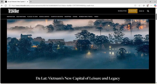 Đà Lạt xuất hiện trên tạp chí Condé Nast Traveler Đà Lạt xuất hiện trên tạp chí Condé Nast Traveler