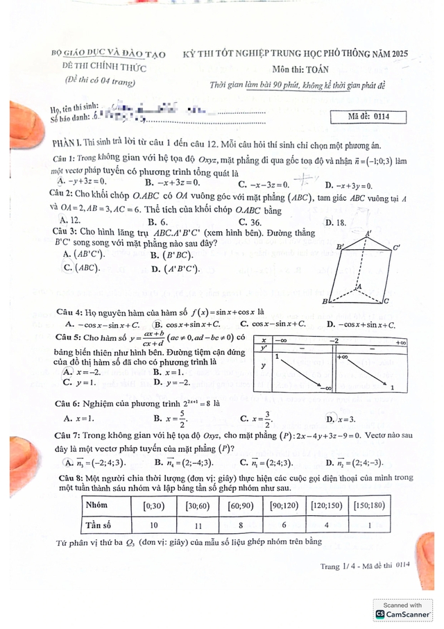 Thi tốt nghiệp THPT 2025: Xem gợi ý giải đề thi môn toán tại đây - Ảnh 1.