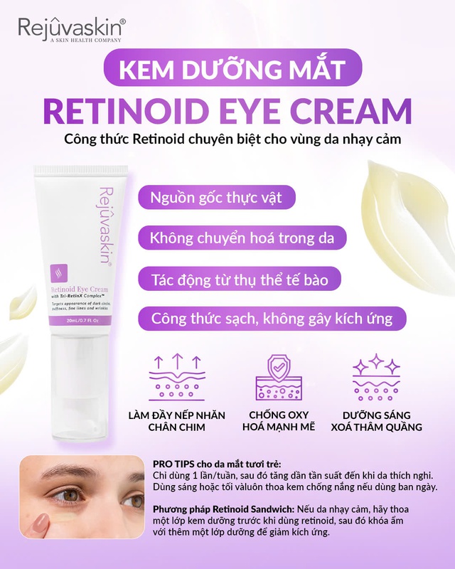 Review kem dưỡng mắt Rejuvaskin Retinoid Eye Cream có làm đầy nếp nhăn, vết chân chim? - Ảnh 6.