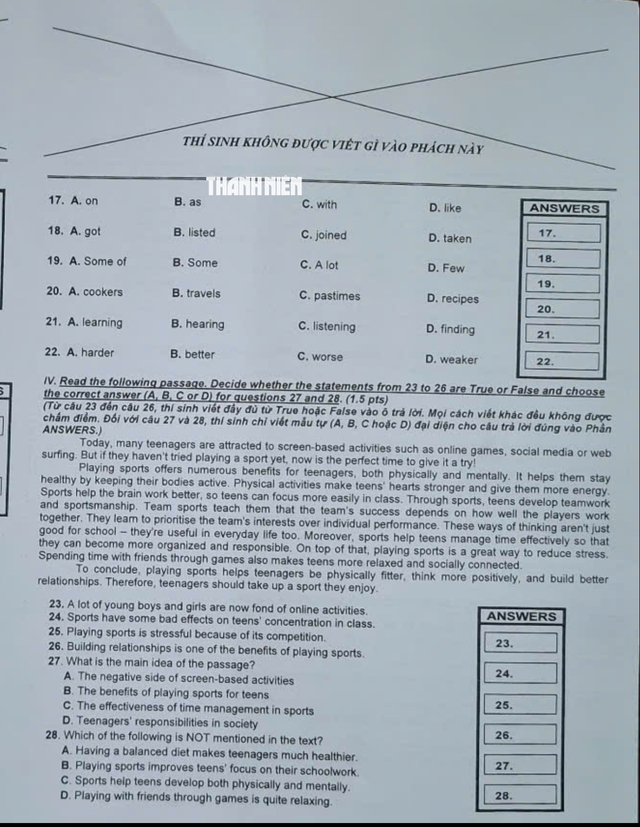 Thi lớp 10 TP.HCM: Gợi &yacute; giải đề thi m&ocirc;n tiếng Anh - Ảnh 3.