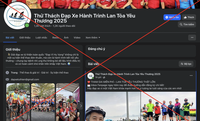 Lừa đảo thử thách đạp xe gây quỹ trên Facebook: Mạo danh, yêu cầu tải app Lừa đảo thử thách đạp xe gây quỹ trên Facebook: Mạo danh, yêu cầu tải app