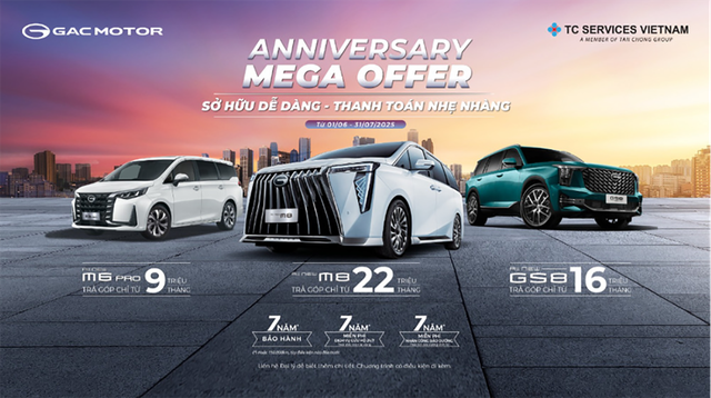 GAC MOTOR Việt Nam mừng sinh nhật 1 năm với những ưu đãi hấp dẫn bậc nhất GAC MOTOR Việt Nam mừng sinh nhật 1 năm với những ưu đãi hấp dẫn bậc nhất