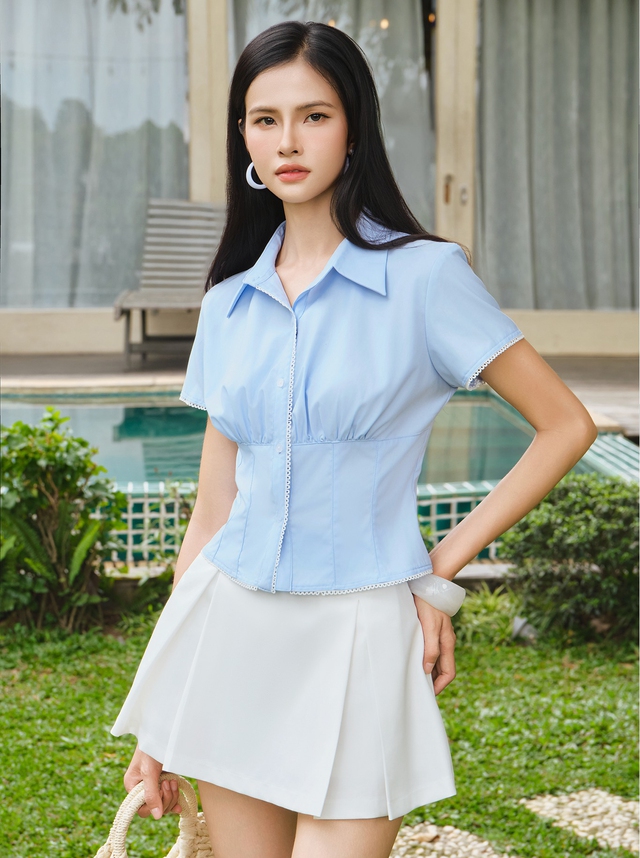 Cách diện áo sơ mi họa tiết, sơ mi trơn xinh ngất ngây mùa nắng- Ảnh 4.