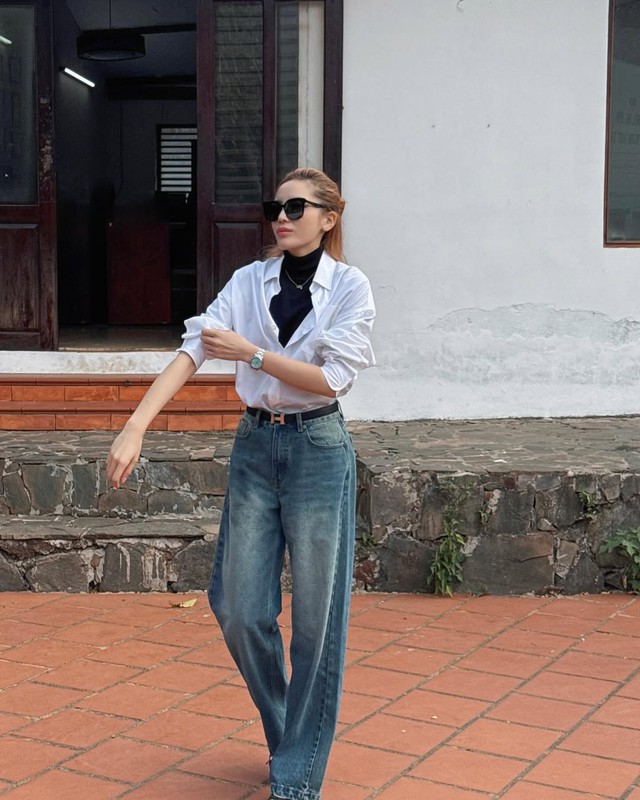 Bộ đôi sơ mi trắng và quần denim giúp nàng tự tin tỏa sáng- Ảnh 2.