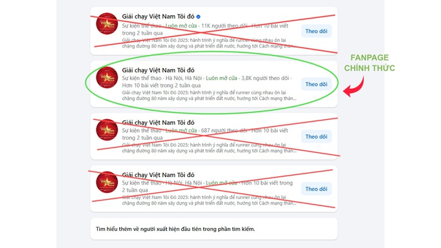 Giả mạo fanpage giải chạy ‘Việt Nam tôi đó’ để lừa đảo: Mọc như nấm Giả mạo fanpage giải chạy ‘Việt Nam tôi đó’ để lừa đảo: Mọc như nấm