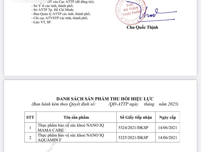 Thu hồi công bố 8 sản phẩm bảo vệ sức khỏe