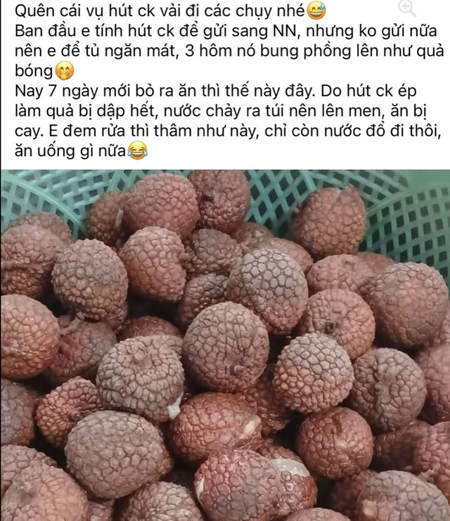 Sai lầm khi hút chân không để bảo quản vải thiều