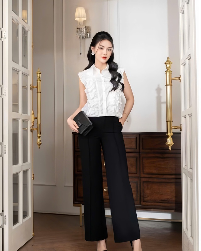 Thanh lịch nơi công sở với áo tay bèo sát nách- Ảnh 2. Thanh lịch nơi công sở với áo tay bèo sát nách- Ảnh 2.