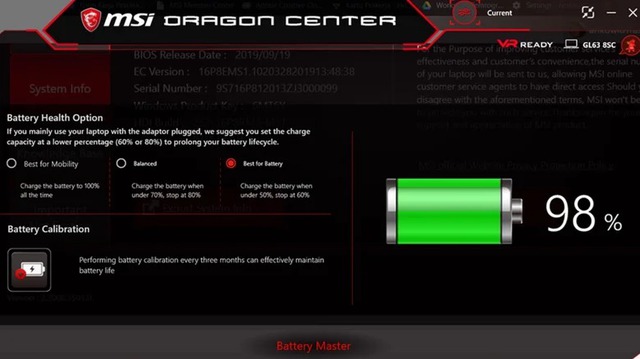 Tối ưu pin trên laptop MSI với Dragon Centrer