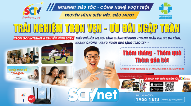 SCTV tung ưu đãi quý 3/2025: ‘Ai cũng có quà’