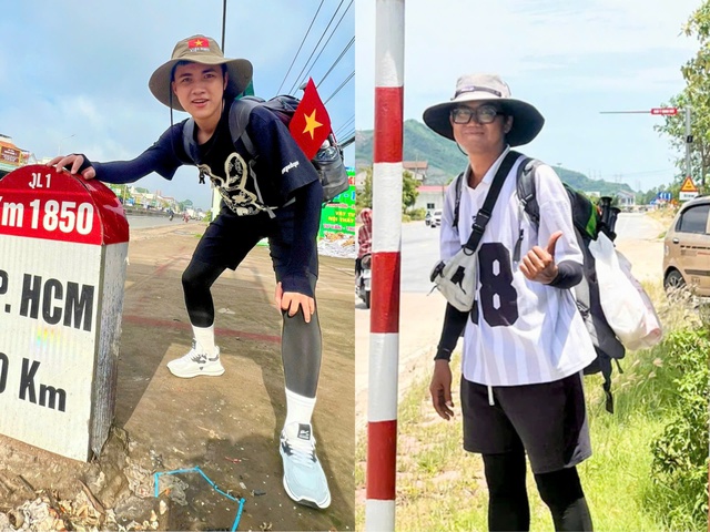 Hai chàng trai đi bộ hơn 2 tháng đến Hà Nội xem diễu binh, diễu hành 2.9 - Ảnh 1.