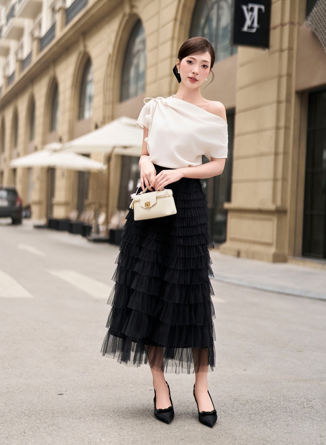 Mặc đẹp, sang dễ dàng với cặp đôi áo và chân váy- Ảnh 8.