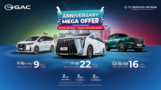 GAC MOTOR Việt Nam kỷ niệm 1 năm: Ưu đãi đỉnh cao cho SUV và MPV