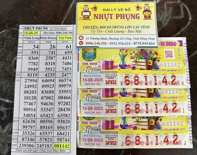 Xổ số miền Nam ngày 15 tháng 8: Nhiều người vừa trúng đài Trà Vinh, Bình Dương- Ảnh 1. Xổ số miền Nam ngày 15 tháng 8: Nhiều người vừa trúng đài Trà Vinh, Bình Dương- Ảnh 1.