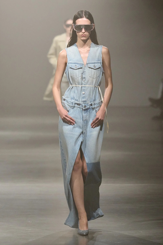 Chân váy denim dài xẻ tà, chân váy đuôi cá cho mùa thu- Ảnh 5.