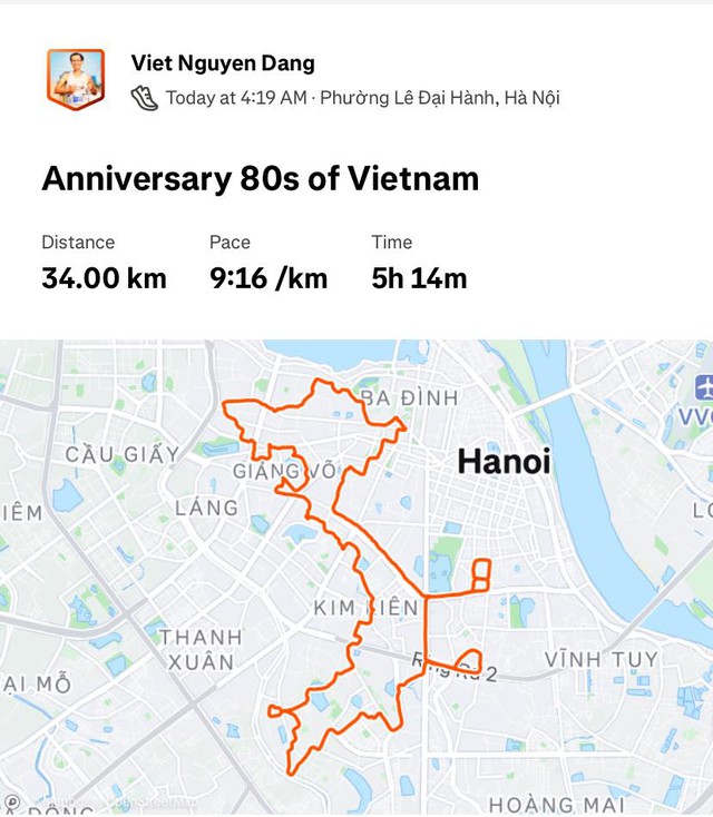 Concert độc đáo mừng Quốc khánh: Chạy bộ 34 km vẽ bản đồ Việt Nam  - Ảnh 1.