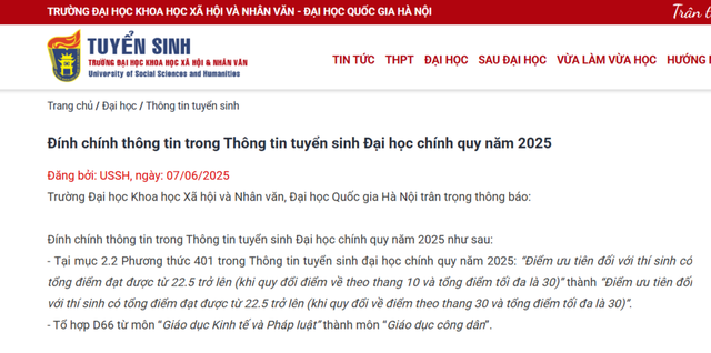Xử lý trượt oan do nhầm tổ hợp tại trường ĐH KHXH - NV Hà Nội - Ảnh 1. Xử lý trượt oan do nhầm tổ hợp tại trường ĐH KHXH - NV Hà Nội - Ảnh 1.