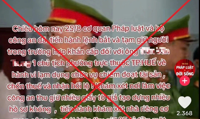 Điều tra kẻ đăng tin giả 'Chủ tịch phường ở Huế bị bắt vì nhận hối lộ'- Ảnh 1.