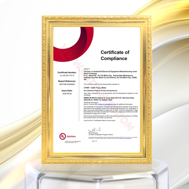 Máng cáp lưới Cát Vạn Lợi đạt UL LISTED NEMA BI 50015 - Vươn tầm thương hiệu- Ảnh 2.