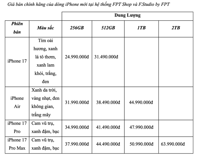 IPhone 17 ch&iacute;nh thức ra mắt tại Việt Nam với gi&aacute; từ 24 , 99 triệu đồng - Ảnh 1.