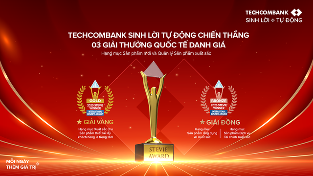 Sản phẩm Techcombank Sinh Lời Tự Động giành giải Vàng Stevie Awards- Ảnh 1. Sản phẩm Techcombank Sinh Lời Tự Động giành giải Vàng Stevie Awards- Ảnh 1.