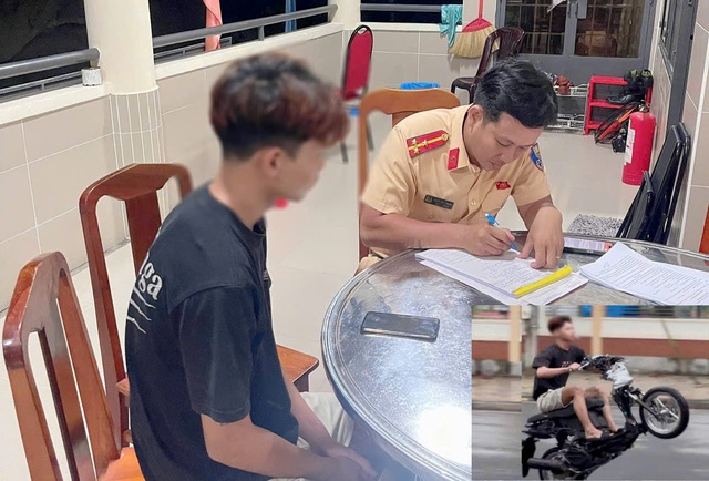 Đồng Nai: Xử lý nam thanh niên không đội nón bảo hiểm chạy xe máy ‘bốc đầu’ - Ảnh 1.