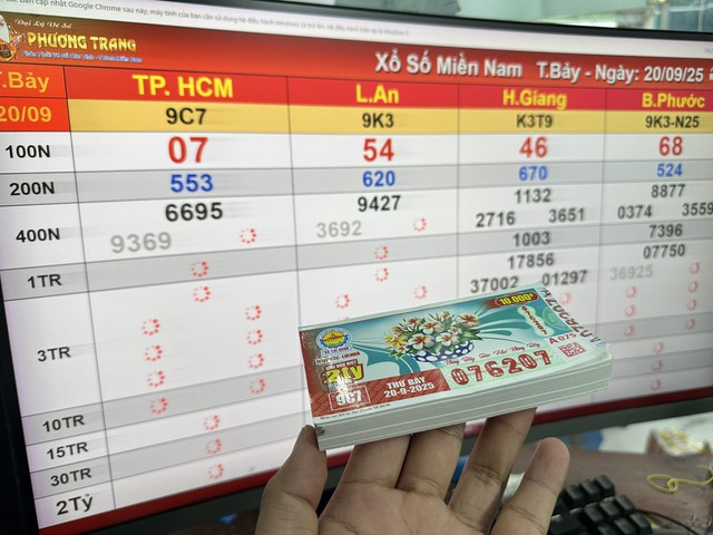 Xổ số miền Nam ngày 20 tháng 9: Vừa xuất hiện 140 tờ trúng đài TP.HCM- Ảnh 1. Xổ số miền Nam ngày 20 tháng 9: Vừa xuất hiện 140 tờ trúng đài TP.HCM- Ảnh 1.