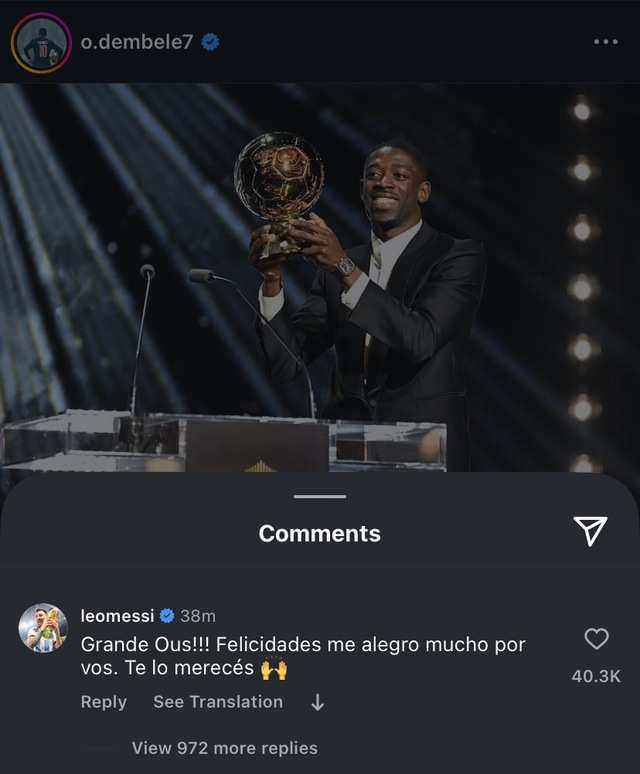 Messi và Mbappe chúc mừng Ous…