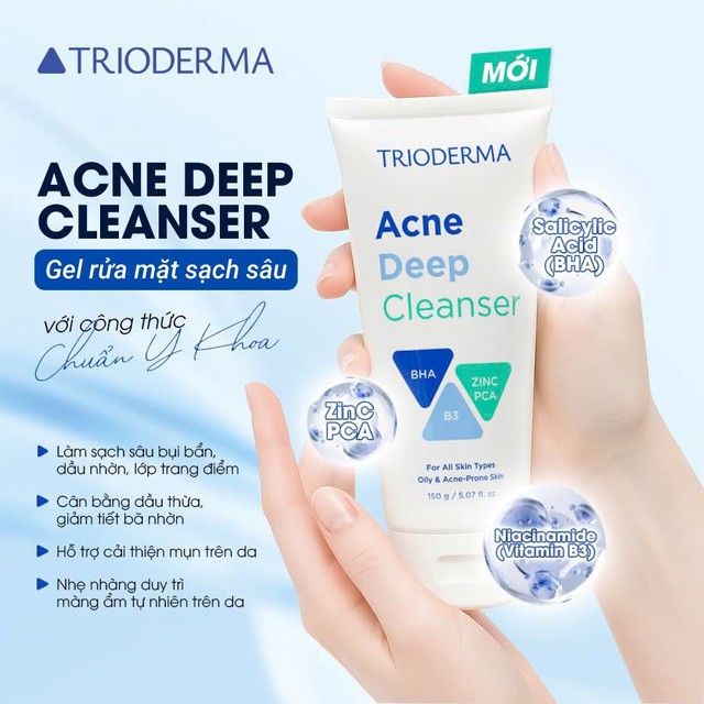 Cách sử dụng sữa rửa mặt Trioderma Acne Deep Cleanser chuẩn da sạch, ngừa mụn hiệu quả - Ảnh 2.