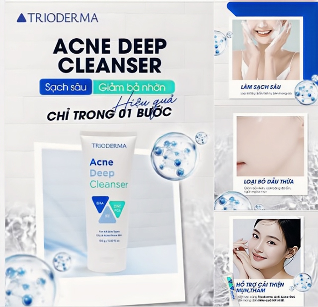 Cách sử dụng sữa rửa mặt Trioderma Acne Deep Cleanser chuẩn da sạch, ngừa mụn hiệu quả - Ảnh 5.