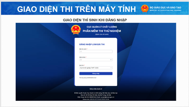 Giao diện bài thi tốt nghiệp THPT trên …