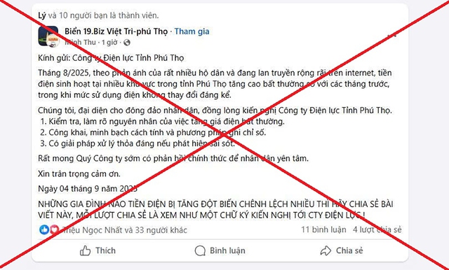 EVNNPC cảnh b&aacute;o th&ocirc;ng tin sai sự thật về h&oacute;a đơn tiền điện tr&ecirc;n mạng x&atilde; hội - Ảnh 4.