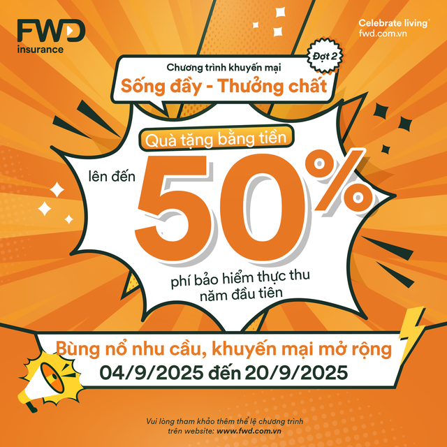 FWD tặng tiền lên tới 50% phí bảo hiểm- Ảnh 1. FWD tặng tiền lên tới 50% phí bảo hiểm- Ảnh 1.