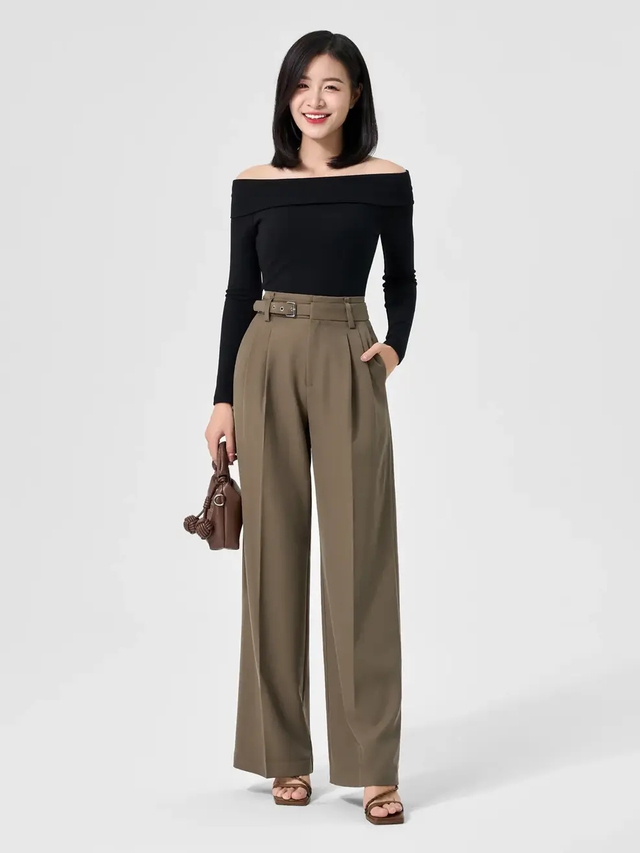 Áo trễ vai mềm mại sánh đôi với sự phóng khoáng của quần ống rộng- Ảnh 8.