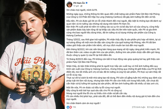 TikToker xin lỗi vụ quảng cáo sản phẩm Đồ hộp Hạ Long - Ảnh 1.