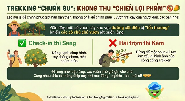 Thông báo không hái trái cây trên đường leo núi Bà Đen khiến nhiều người ngỡ ngàng - Ảnh 1.