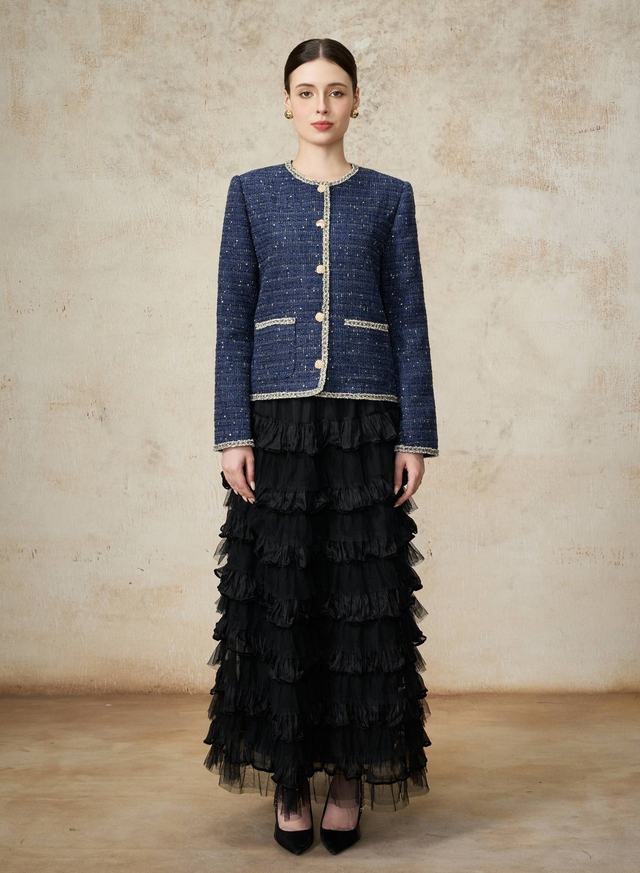 Váy dài và áo khoác tweed dáng ngắn, cặp đôi hoàn hảo cho những ngày cuối năm- Ảnh 9.