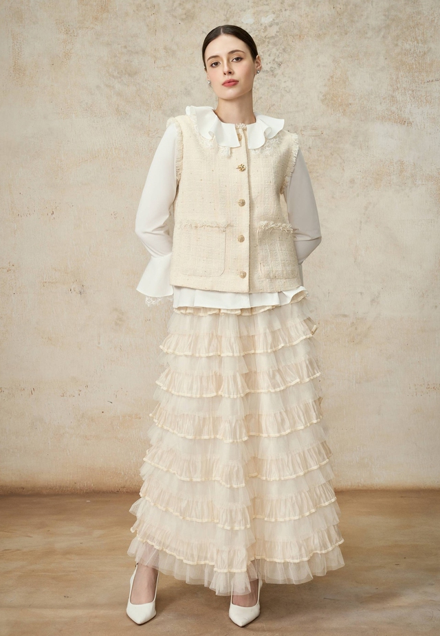 Váy dài và áo khoác tweed dáng ngắn, cặp đôi hoàn hảo cho những ngày cuối năm- Ảnh 4.