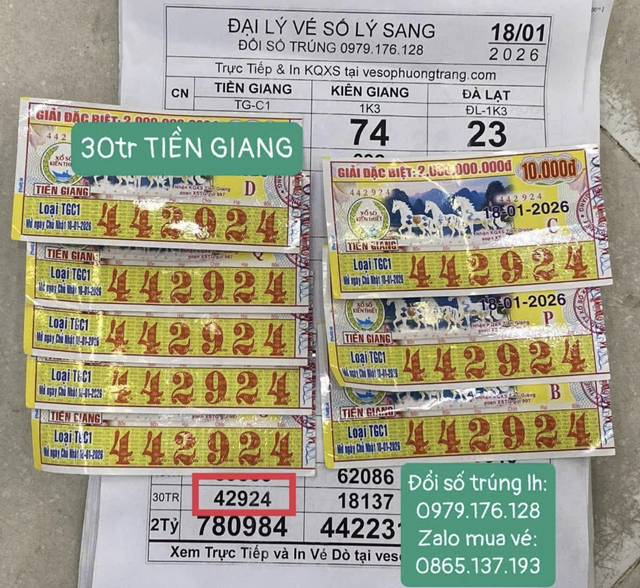 TP.HCM: Vừa xuất hiện v&eacute; tr&uacute;ng xổ số miền Nam ng&agrave;y 18 th&aacute;ng 1 đ&agrave;i Tiền Giang- Ảnh 1.