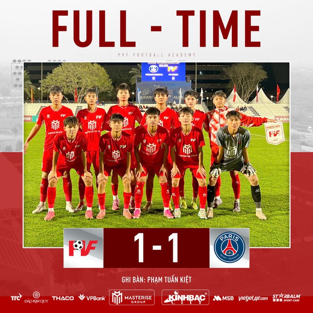 Nóng: PVF xuất sắc hòa PSG nhờ bàn thắng giống Đình Bắc, tiếp lửa U.23 Việt Nam- Ảnh 1. Nóng: PVF xuất sắc hòa PSG nhờ bàn thắng giống Đình Bắc, tiếp lửa U.23 Việt Nam- Ảnh 1.