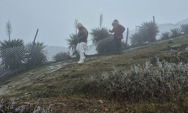 Băng giá Mẫu Sơn đẹp long lanh, khách du lịch ùn ùn lên đỉnh check-in - Ảnh 4.