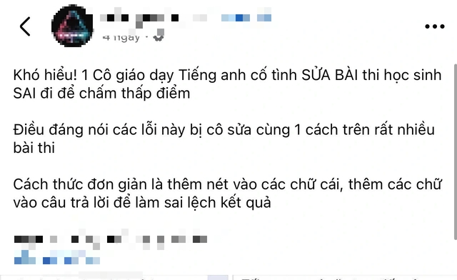 Gi&aacute;o vi&ecirc;n bị tố sửa b&agrave;i thi, th&ecirc;m n&eacute;t chữ l&agrave;m sai đ&aacute;p &aacute;n của học sinh- Ảnh 1.