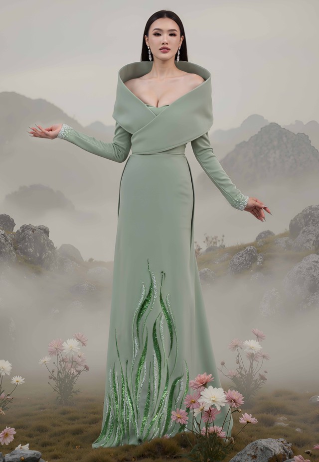 Áo dài cách điệu lạ mắt lấy cảm hứng từ bảng màu ngũ hành- Ảnh 2.