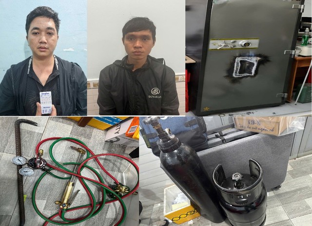 Bắt quả tang 2 thanh ni&ecirc;n mang đ&egrave;n kh&ograve; ph&aacute; k&eacute;t sắt để trộm tiệm v&agrave;ng- Ảnh 1.