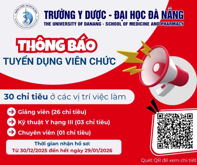 Trường Y dược - Đại học Đ&agrave; Nẵng th&ocirc;ng b&aacute;o tuyển dụng vi&ecirc;n chức năm 2025 - Ảnh 1.