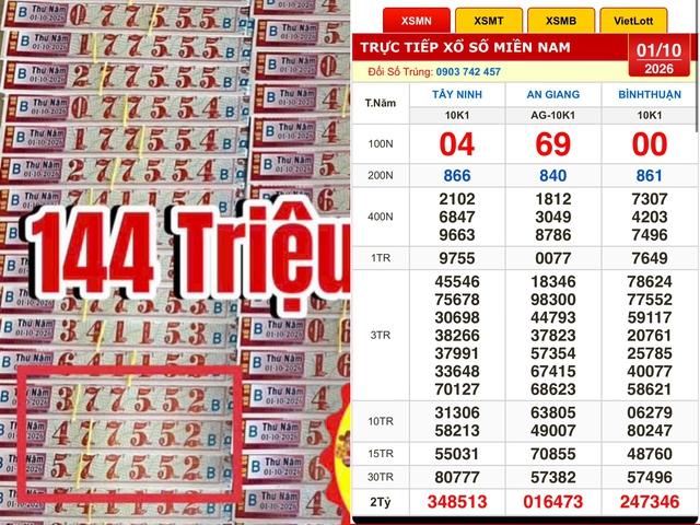 Xổ số miền Nam ngày 1 tháng 10: Dãy số giúp 3 người trúng đài Bình Thuận - Ảnh 1.