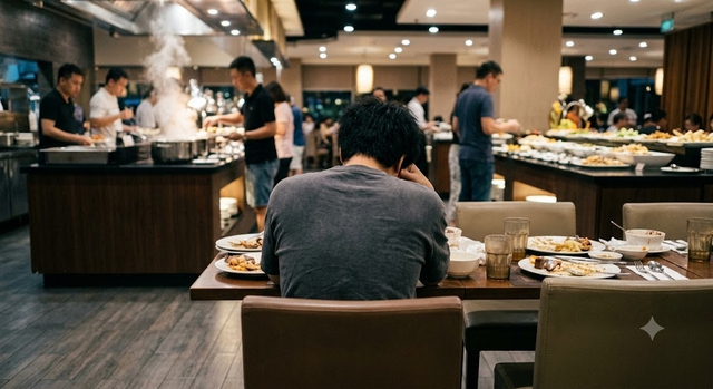 Ăn buffet nhiều gấp 3 lần bình thường, nam thanh niên tự gây nôn đến ngất xỉu - Ảnh 1.