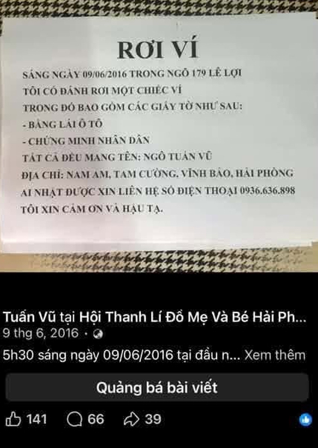 Mất ví có 20 triệu, giấy tờ người đàn ông bất ngờ nhận lại sau 10 năm - Ảnh 1.