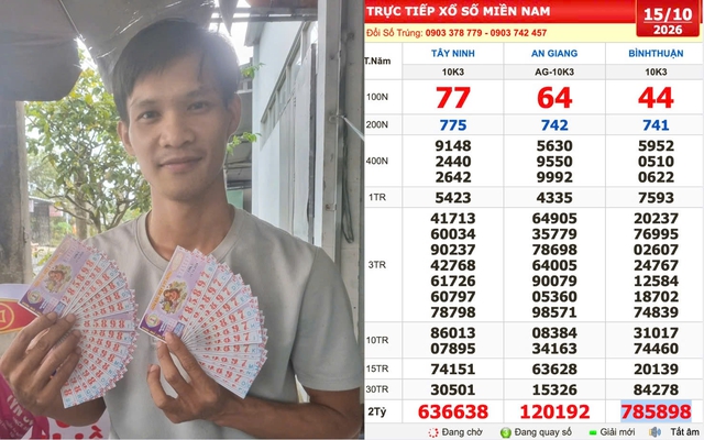 Xổ số miền Nam ngày 15 tháng 10: Có 10 người trúng 1,2 tỉ đài Bình Thuận - Ảnh 1.