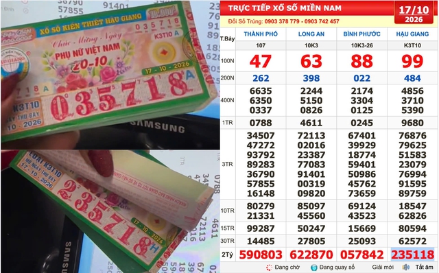 Xổ số miền Nam ngày 17 tháng 10: Mua 1,6 triệu tiền vé, trúng đài Hậu Giang - Ảnh 1.